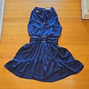 Ramy Brook, Allyn Halter Mini Dress, Navy, EUC, Women's XS